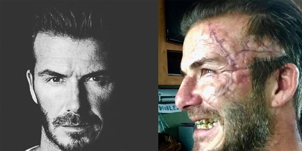 Main Film, David Beckham Rela Wajah Gantengnya Dirusak